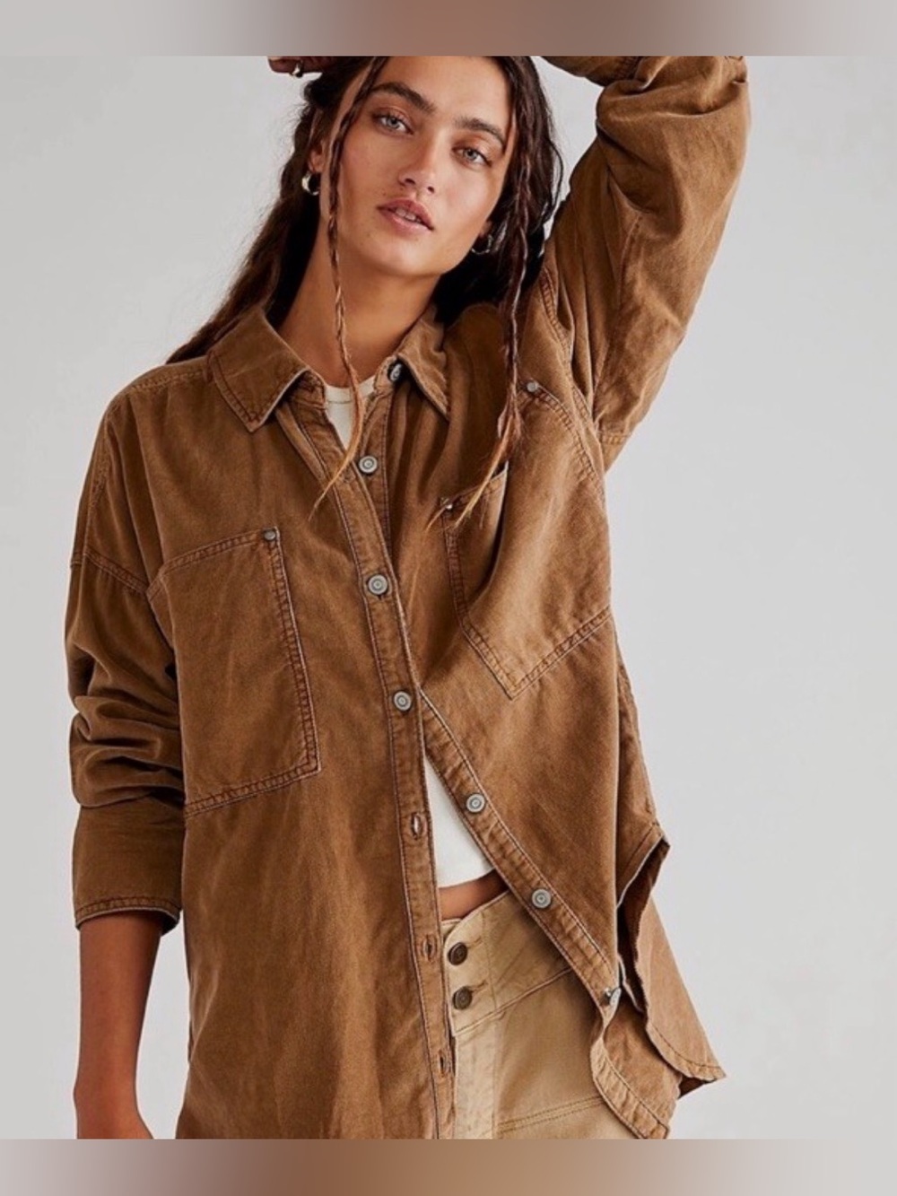 Free People Baby Cord Button Down